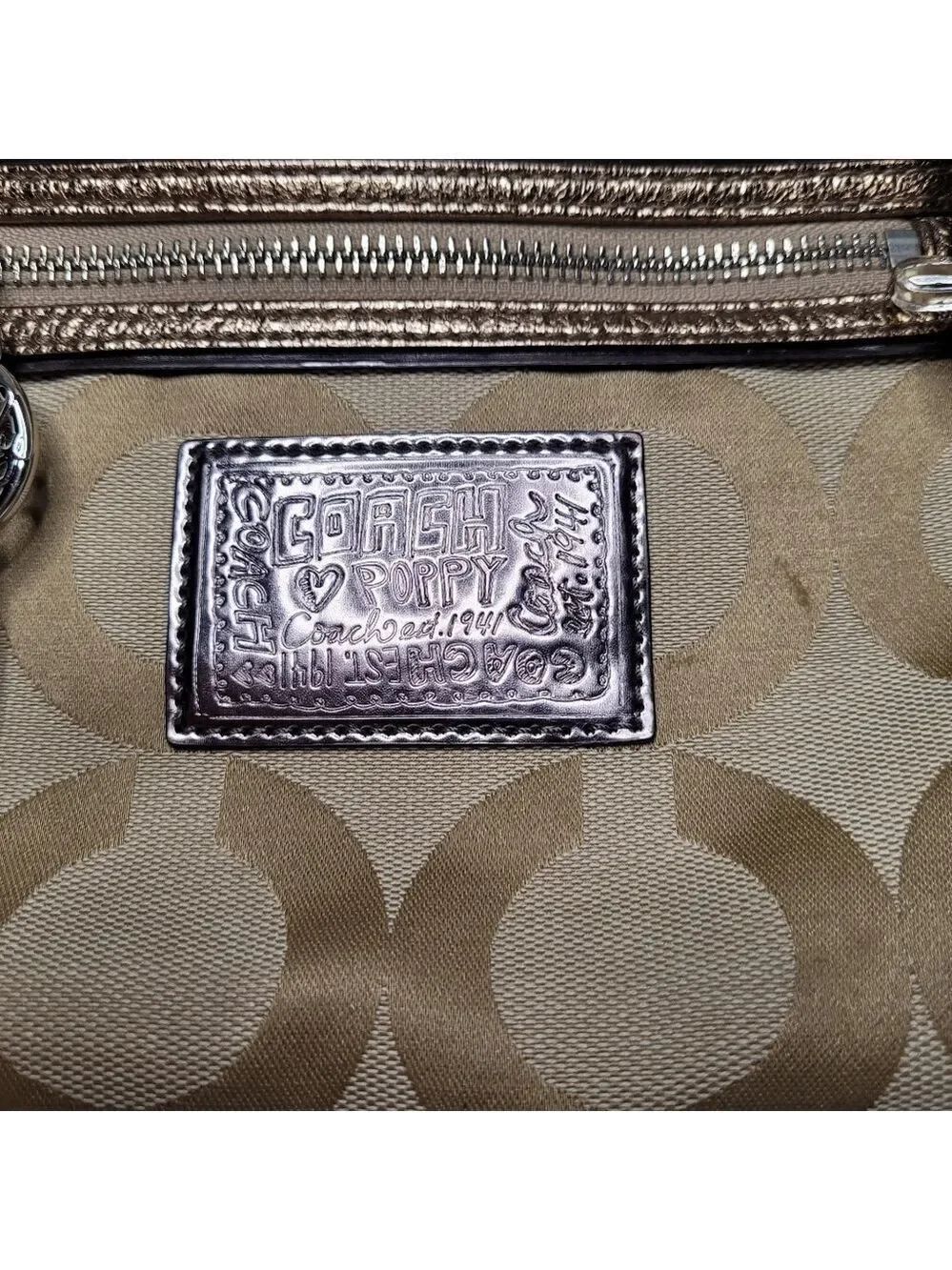 Coach Poppy Champagne Gold Tote Crossbody/Shoulder Bag H1069-16296P